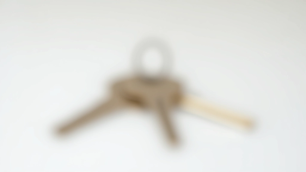 Paire de clés d'appartement neuf sur fond blanc minimaliste