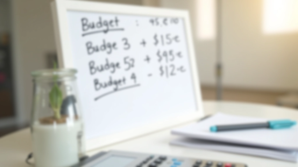 Tableau blanc avec calculs budgétaires et notes sur les frais de location et dépenses